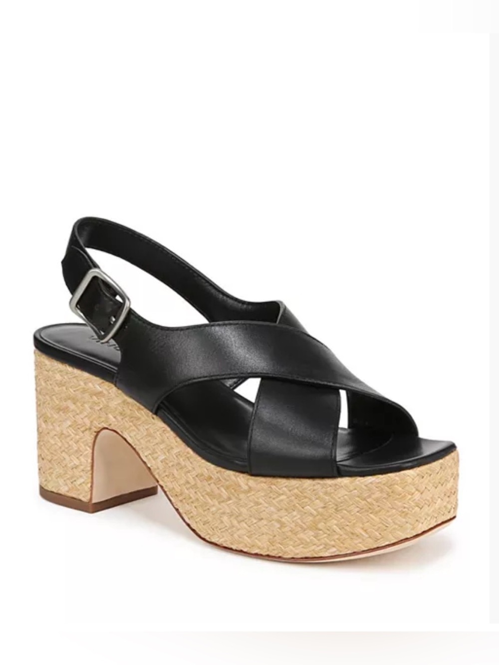 New Vince Clementina Black Leather Platform Slingback Sandals – Size 39 (8.5)